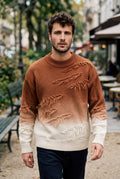 Ombre Gradient Knit Sweater in Brown — lifestyle