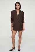 Brown Oversized Tailored Single-breasted Blazer with Notched Lapels - Oversized blazers - Photo 2