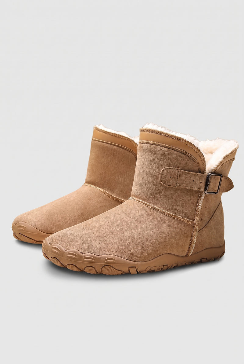 Plush Lined Ankle Boots in Brown — studio front