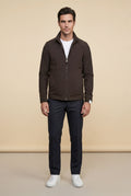 Brown Slim Fit Zip-front Stand Collar Casual Jacket - Photo 2