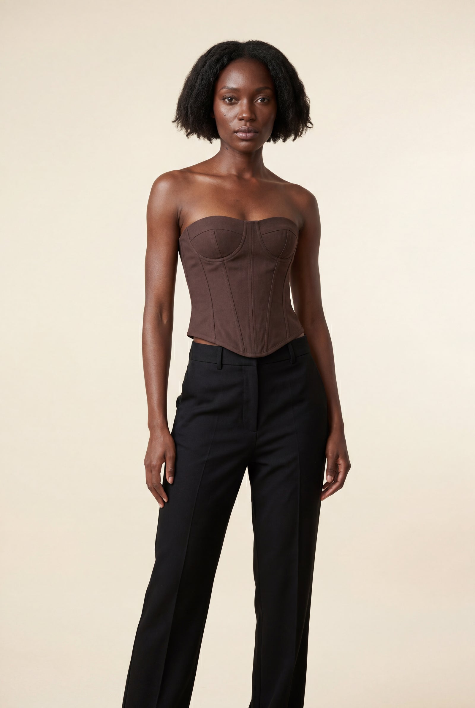 Brown Strapless Structured Boned Corset Top - Corset tops - Photo 7