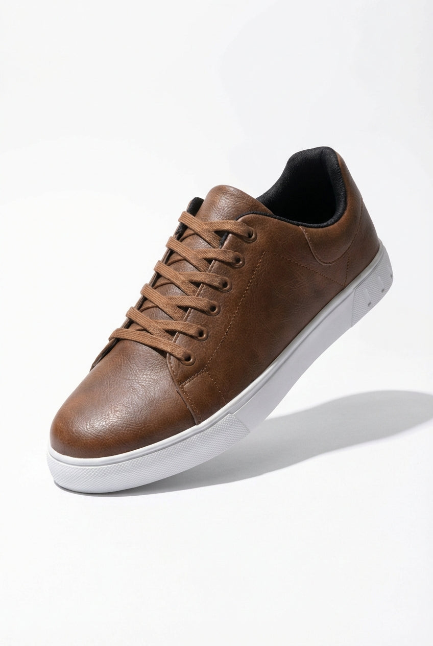 Brown Structured Faux Low-top Casual Sneakers - Photo 1