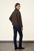 Brown Structured Zip-up Boxy Collared Jacket - Zip up jacket - Photo 5