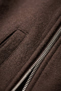 Brown Structured Zip-up Boxy Collared Jacket - Zip up jacket - Photo 9