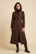 Brown Tailored Longline Coat with Adjustable Belt - Long coat - Photo 1