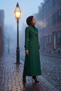 Green Tailored Longline Coat with Adjustable Belt - Long coat - Photo 14