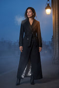 Black Tailored Longline Coat with Adjustable Belt - Long coat - Photo 6