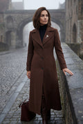 Brown Tailored Longline Coat with Adjustable Belt - Long coat - Photo 8
