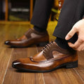 Wingtip Brogue Oxford Dress Shoes with Stacked Low Heel - Oxfords - Photo 6