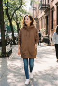 Women's Hoodie Oversized Zipper in Brown — lifestyle shot