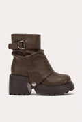 Women's Platform Boots Buckle Detail in Brown — product shot