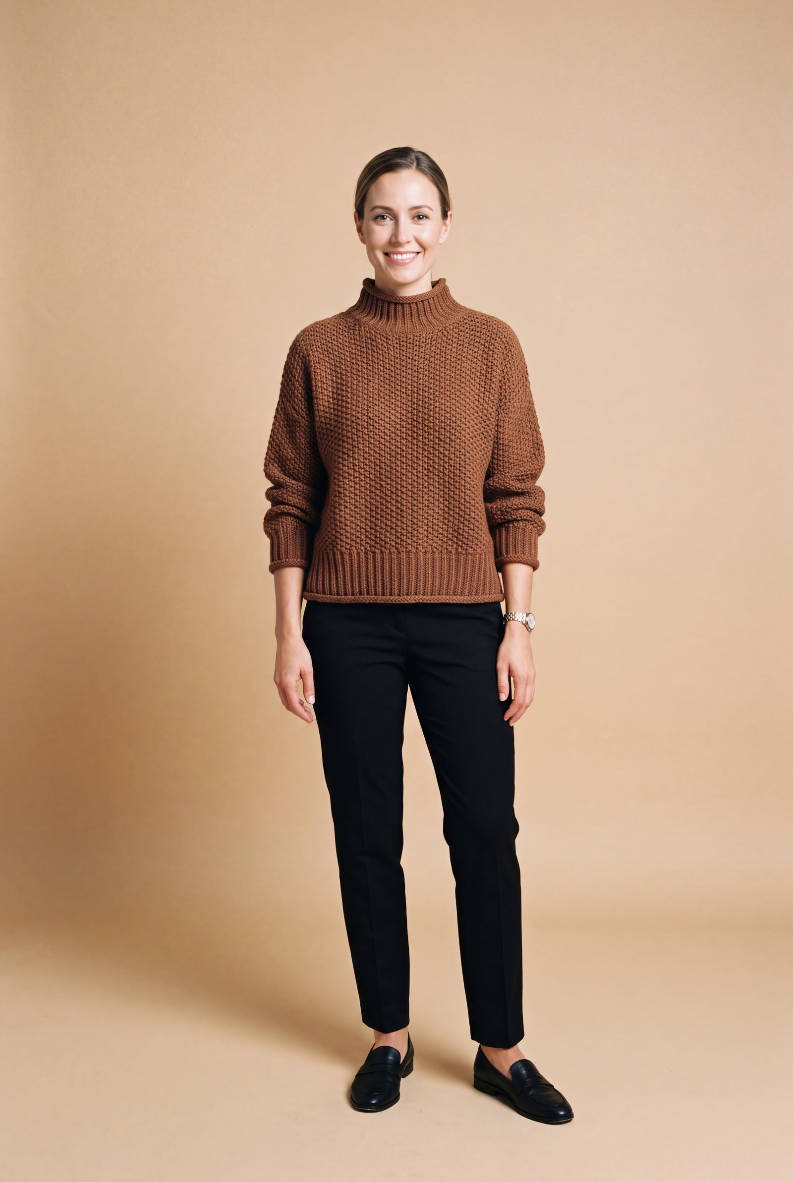 Women's Pullover High Collar in Brown — primary studio