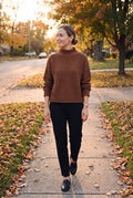Women's Pullover High Collar in Brown — secondary ugc