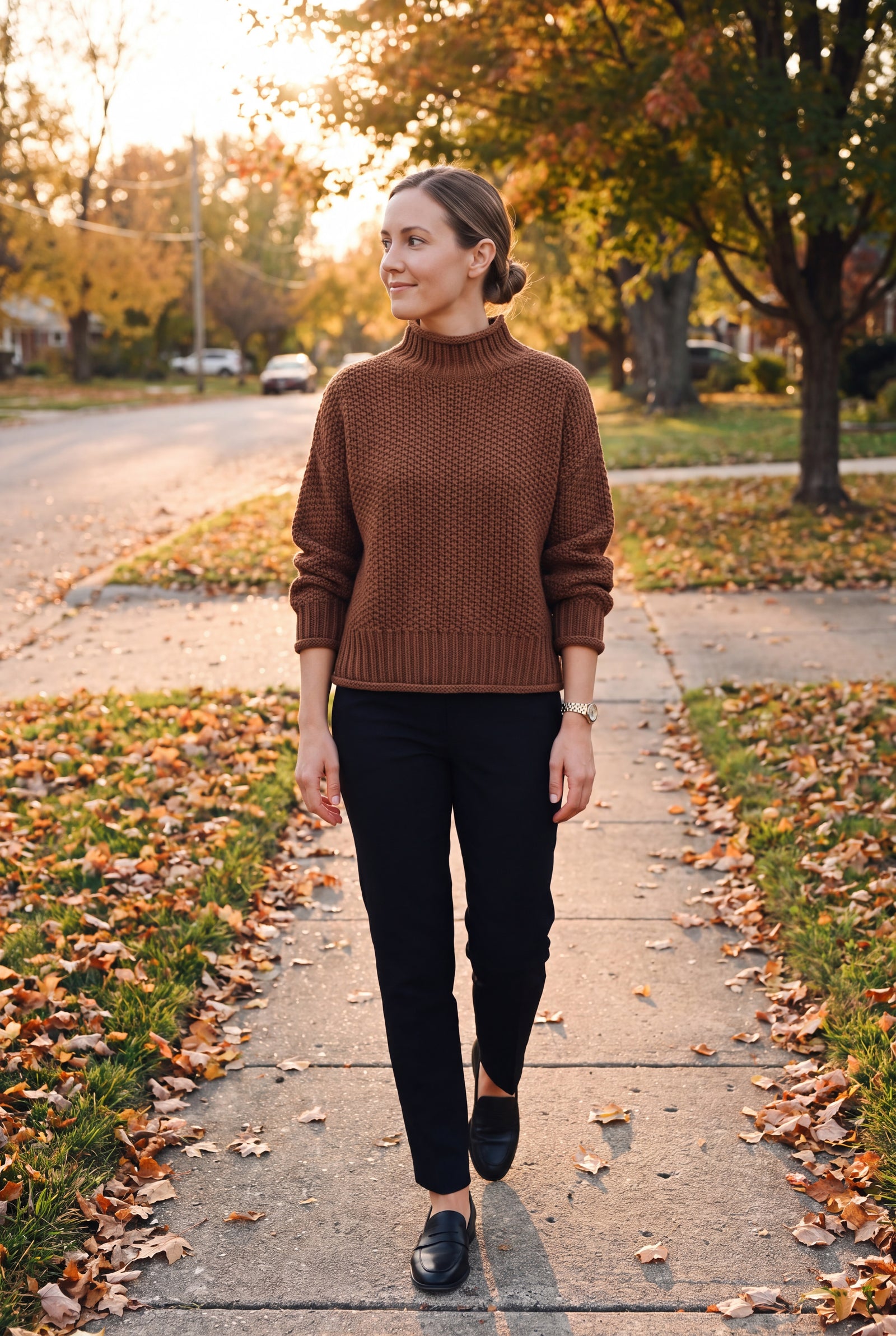 Women's Pullover High Collar in Brown — secondary ugc