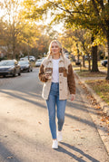 Women's Sherpa Jacket Relaxed Fit in Brown — lifestyle shot