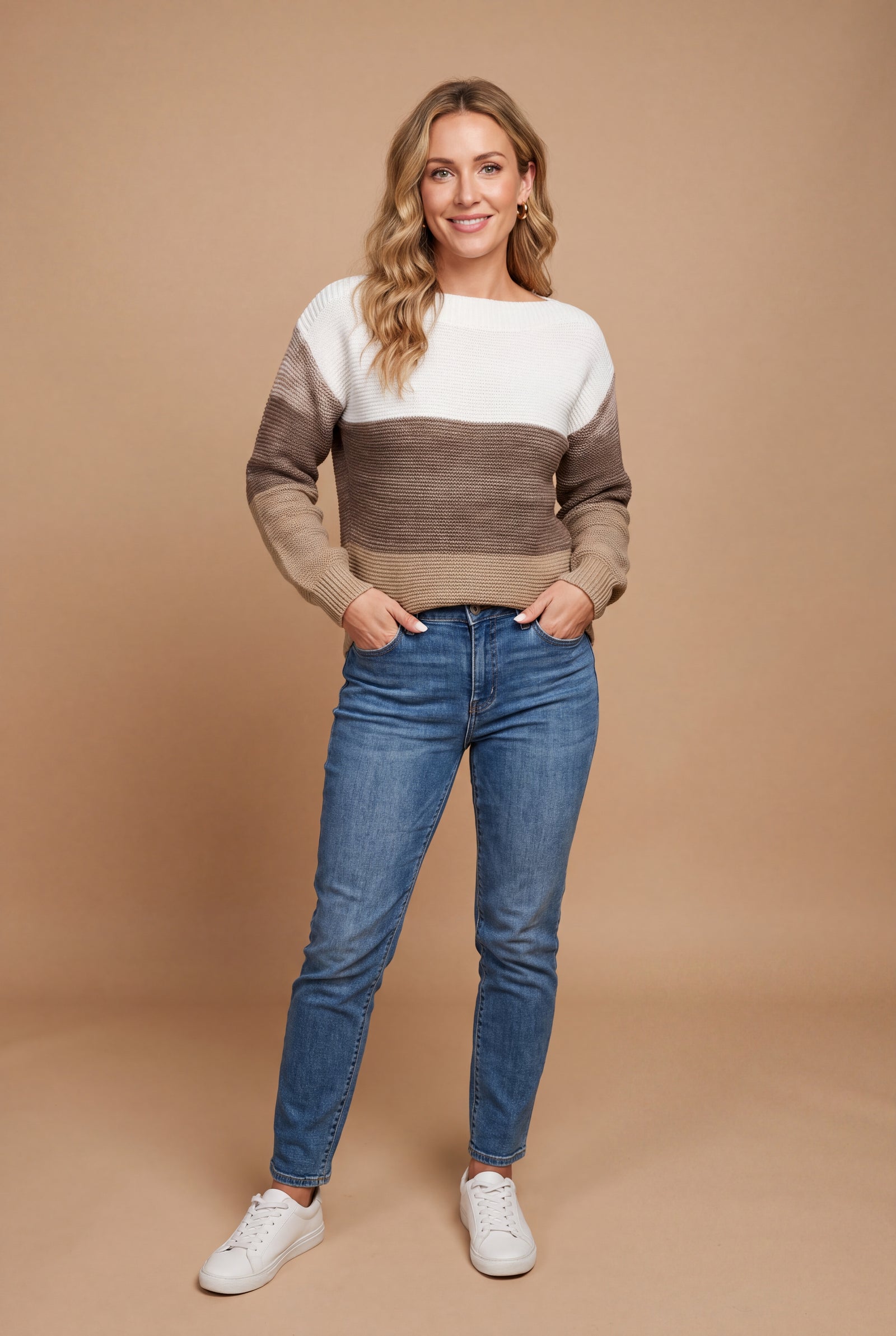 Women's Sweater Ombre Relaxed Fit in Brown — studio front
