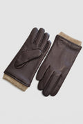 Wool-Lined Driving Gloves in Brown — studio front
