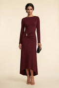 Burgundy Burgundy Draped Waist Maxi Dress with Gold Accent - Photo 1