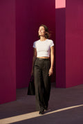 Black High-waisted Wide-leg Tailored Trousers with Belt - Wide leg trousers - Photo 16