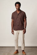 Burgundy Men's Relaxed Short Sleeve Shirt and Drawstring Trouser Set - Casual set - Photo 3