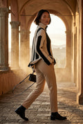 Black Oversized Chunky Ribbed Turtleneck Striped Sweater - Oversized sweater - Photo 4