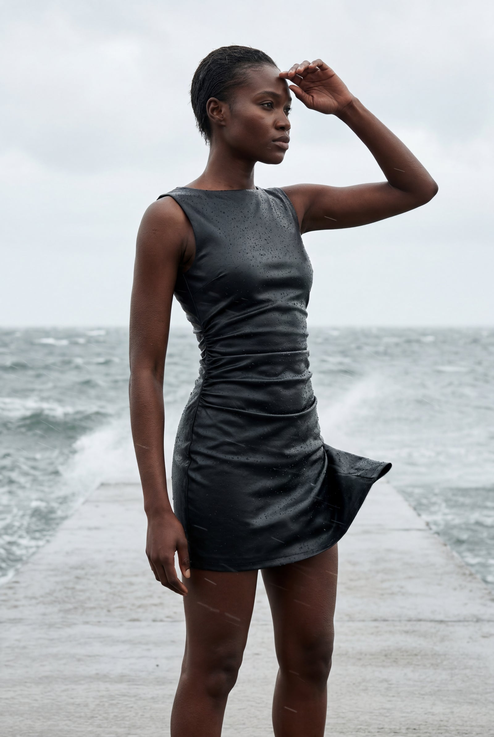 Black Ruched Faux Bodycon Mini Dress - Photo 6