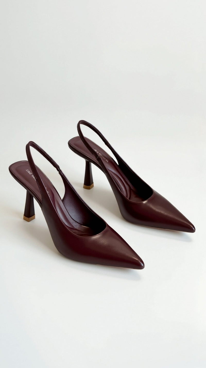 Sculpted Slingback Pointed Toe Heels with Gold Heel Tip - Slingback heels - Photo 3
