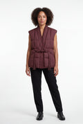 Burgundy Sleeveless Belted Padded Bodywarmer Vest with Rope Belt - Bodywarmers - Photo 2