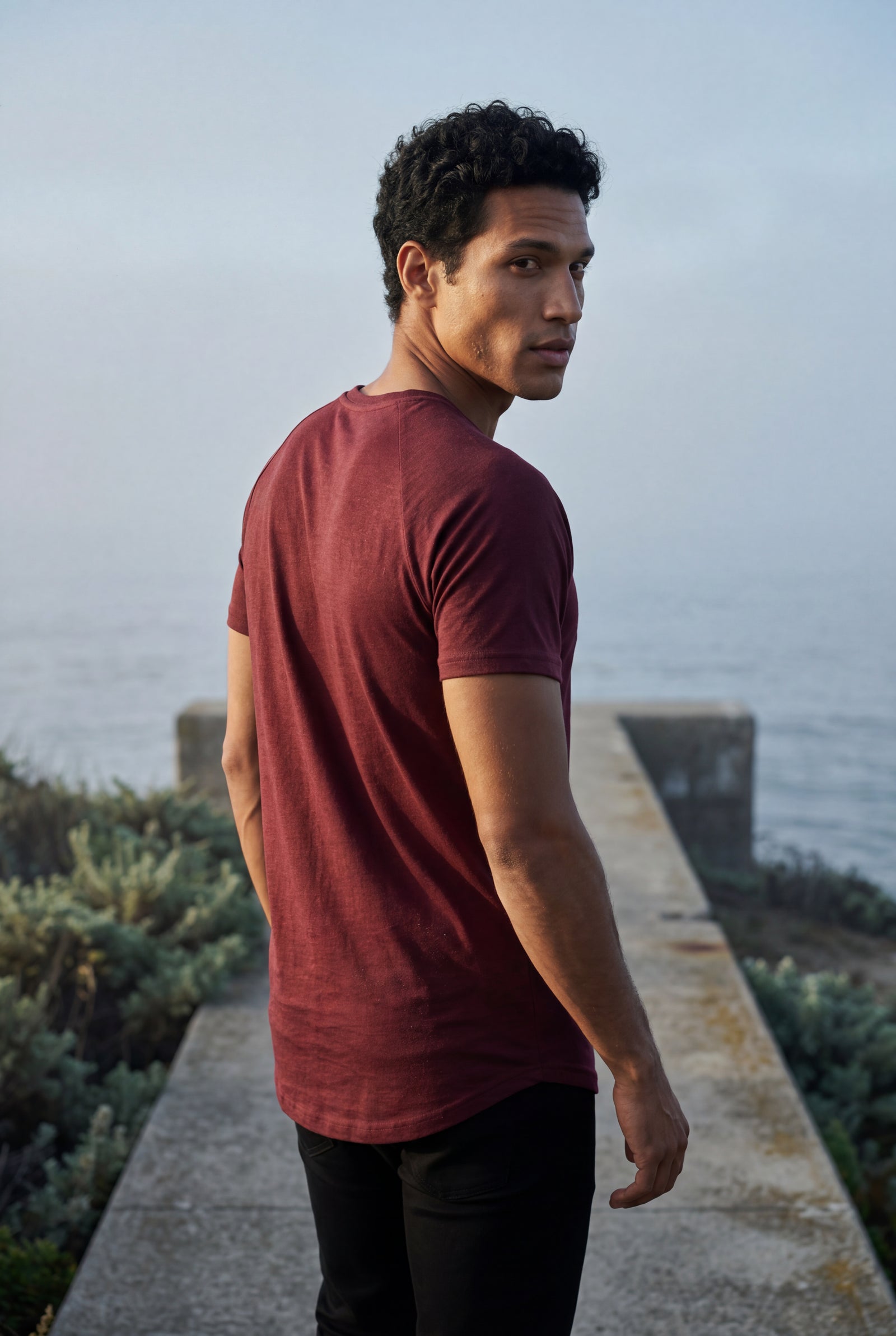 Burgundy Slim Fit Crew Neck Short Sleeve Tee - Short sleeve t-shirts - Photo 11