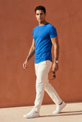 Blue Slim Fit Crew Neck Short Sleeve Tee - Short sleeve t-shirts - Photo 5
