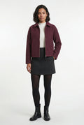 Burgundy Structured Zip-up Boxy Collared Jacket - Zip up jacket - Photo 6