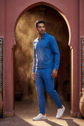 Blue Textured Zip-up Jacket and Jogger Set with Ribbed Detail - Two piece set - Photo 11