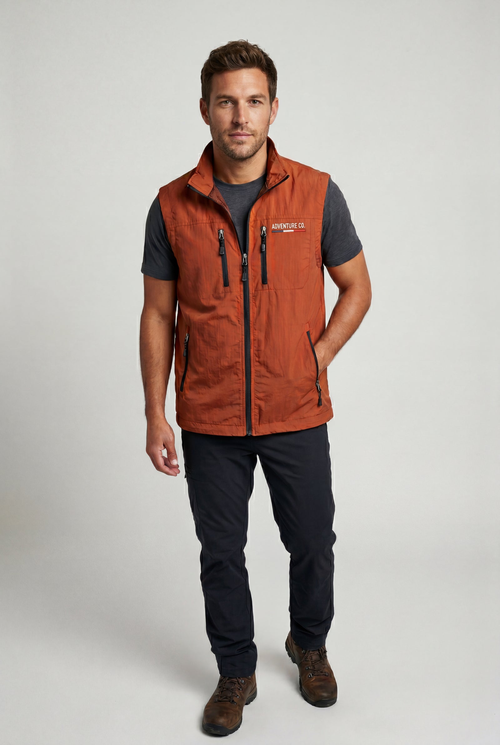 Burnt Orange Lightweight Multi-pocket Utility Cargo Vest - Cargo vests - Photo 6