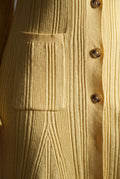 Butter Yellow Butter Yellow Ribbed Button-front Collared Midi Dress - Photo 3