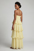 Butter Yellow Strapless Tiered Ruffle Maxi Dress - Photo 2