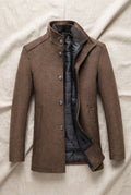Stand-Collar Wool-Blend Overcoat in Camel — Stilenza main image