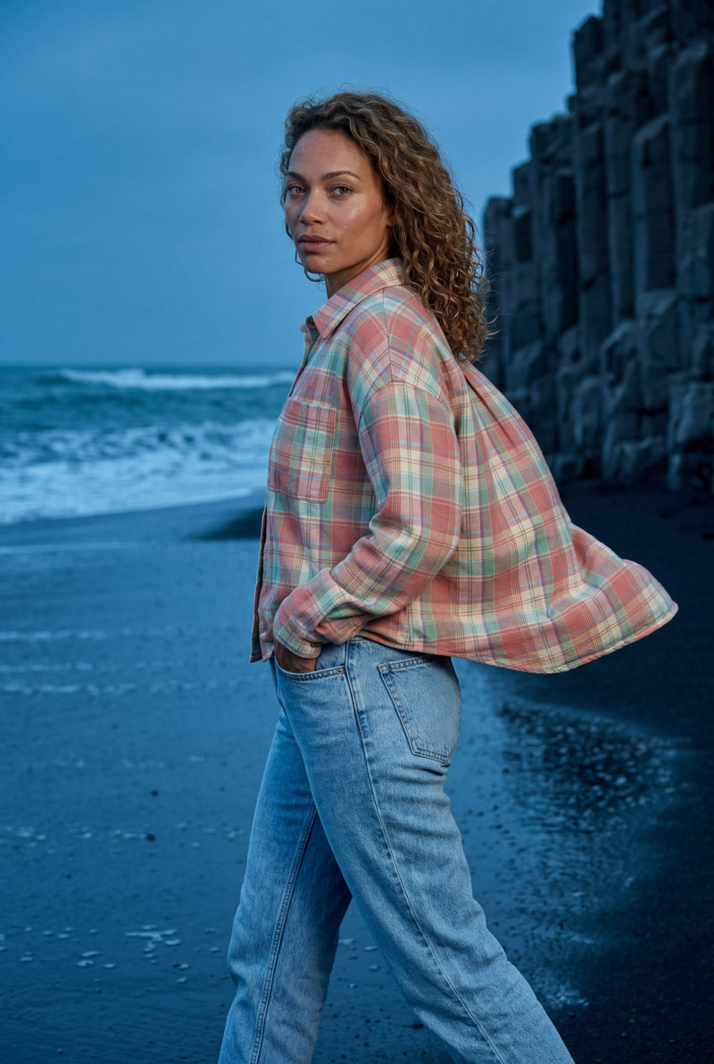 Pink Relaxed Fit Checked Long Sleeve Shirt with Classic Collar - Checked shirts - Photo 4