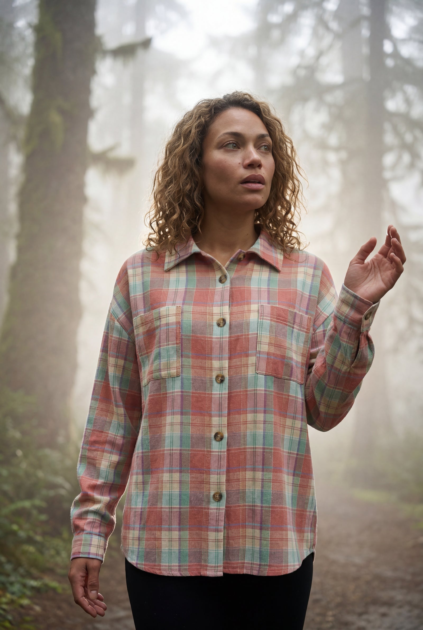 Pink Relaxed Fit Checked Long Sleeve Shirt with Classic Collar - Checked shirts - Photo 5