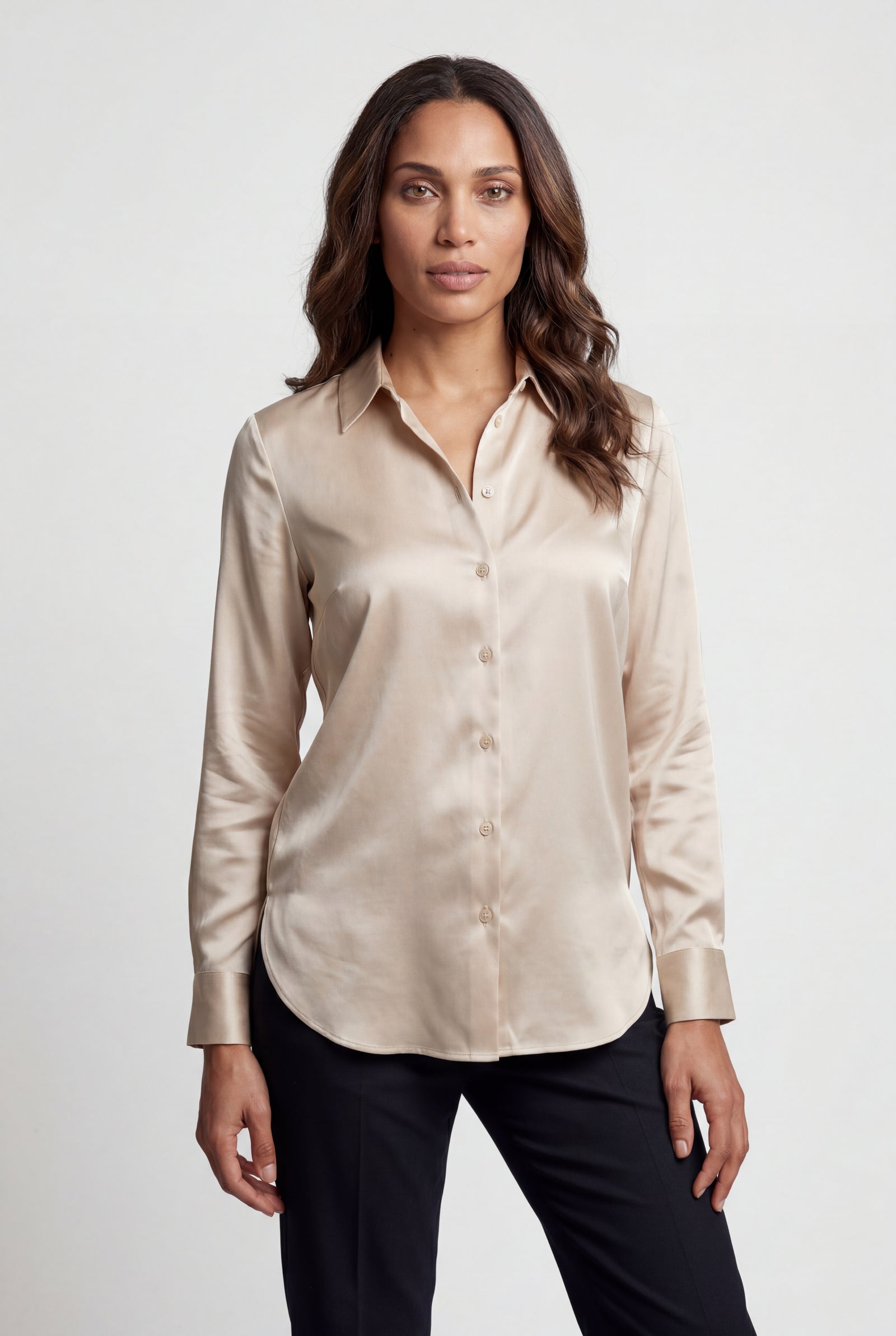 Champagne Champagne Classic Collar Button-down Blouse - Blouses - Photo 1