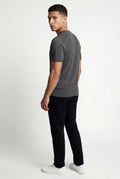 Charcoal Gray Men's Slim Fit Knitted Short Sleeve T-Shirt - Slim fit t-shirts - Photo 3