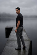 Black Men's Slim Fit Knitted Short Sleeve T-Shirt - Slim fit t-shirts - Photo 4