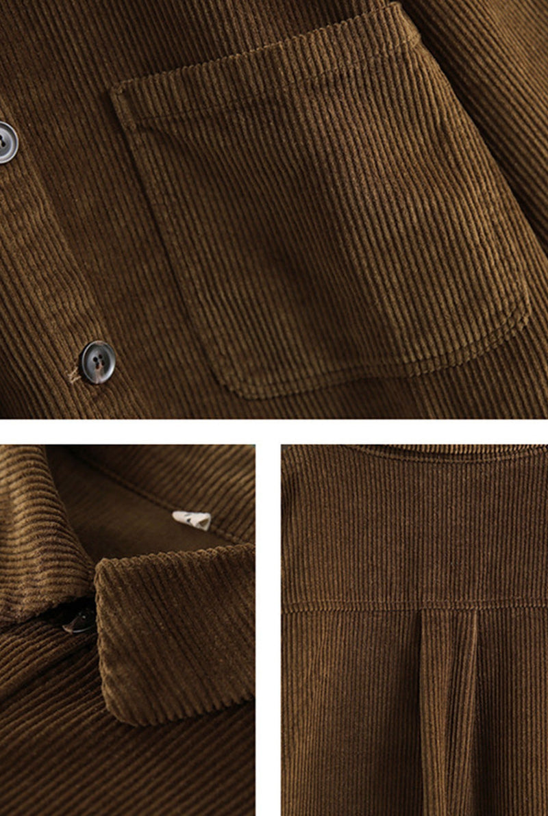 Corduroy Shirt Jacket in Coffee — back