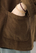 Corduroy Shirt Jacket in Coffee — detail