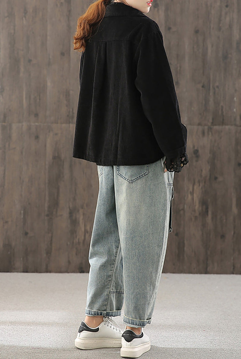 Corduroy Shirt Jacket in Coffee — back