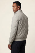 Cream Chevron Quilted Lightweight Bomber Jacket with Stand Collar - Quilted jacket - Photo 2