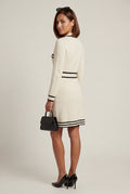 Cream Contrast Trim Button-front Tailored Mini Dress - Photo 4