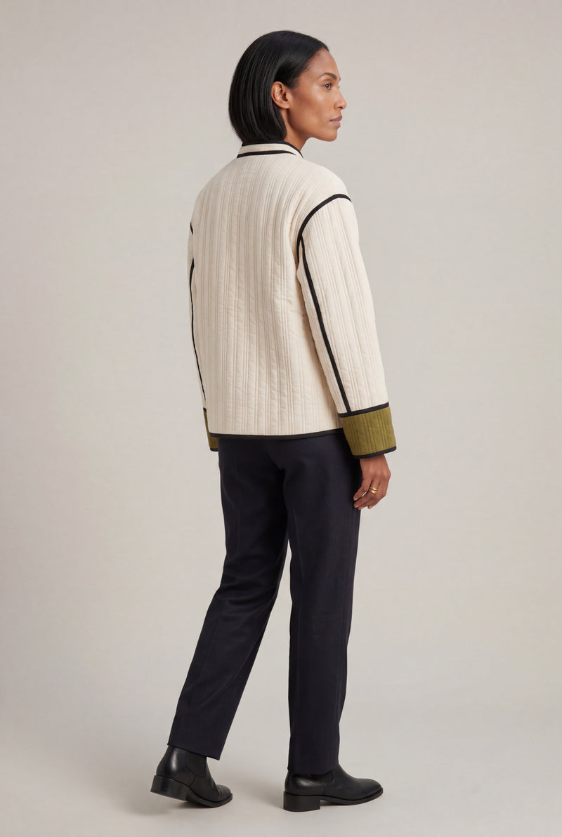 Cream Cream Contrast-trim Quilted Padded Jacket - Padded jackets - Photo 2