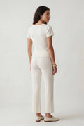 Cream Cream Ribbed Short Sleeve Loungewear Set - Photo 2