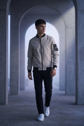 Cream Cream Slim-fit Zip-front Bomber Jacket with Ribbed Trim - Bomber jackets - Photo 2