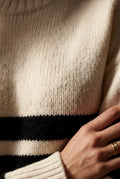 Cream Cream Striped Oversized Turtleneck Sweater - Oversized sweater - Photo 2